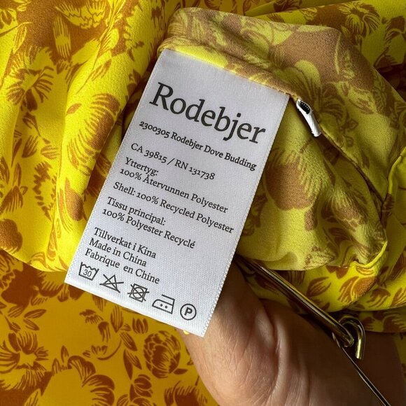 Rodebjer floral print wrap top, yellow, Size L - Picture 6 of 8